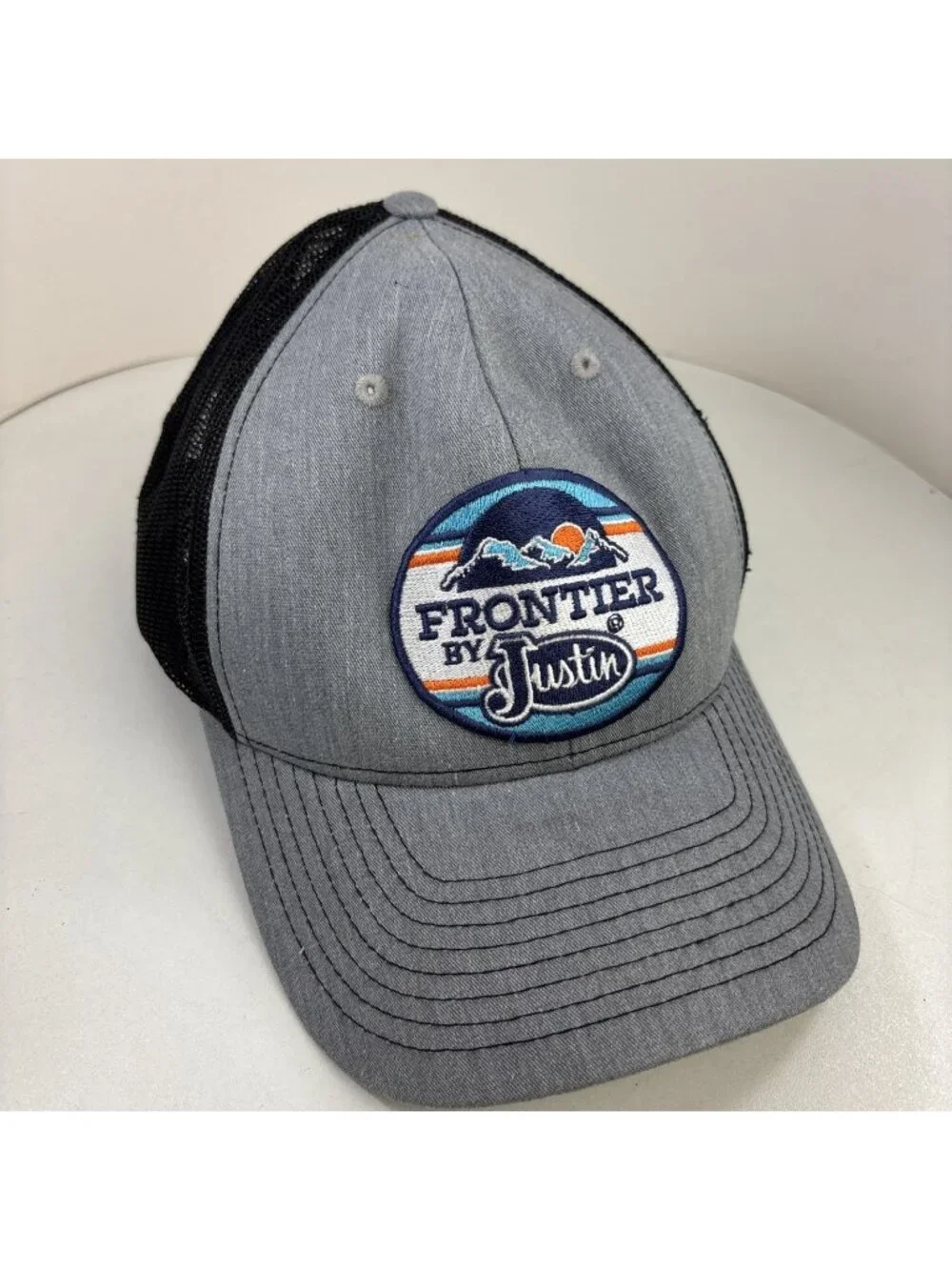 Frontier By Justin Snapback Trucker Hat Gray One Size Adjustable Richardson
